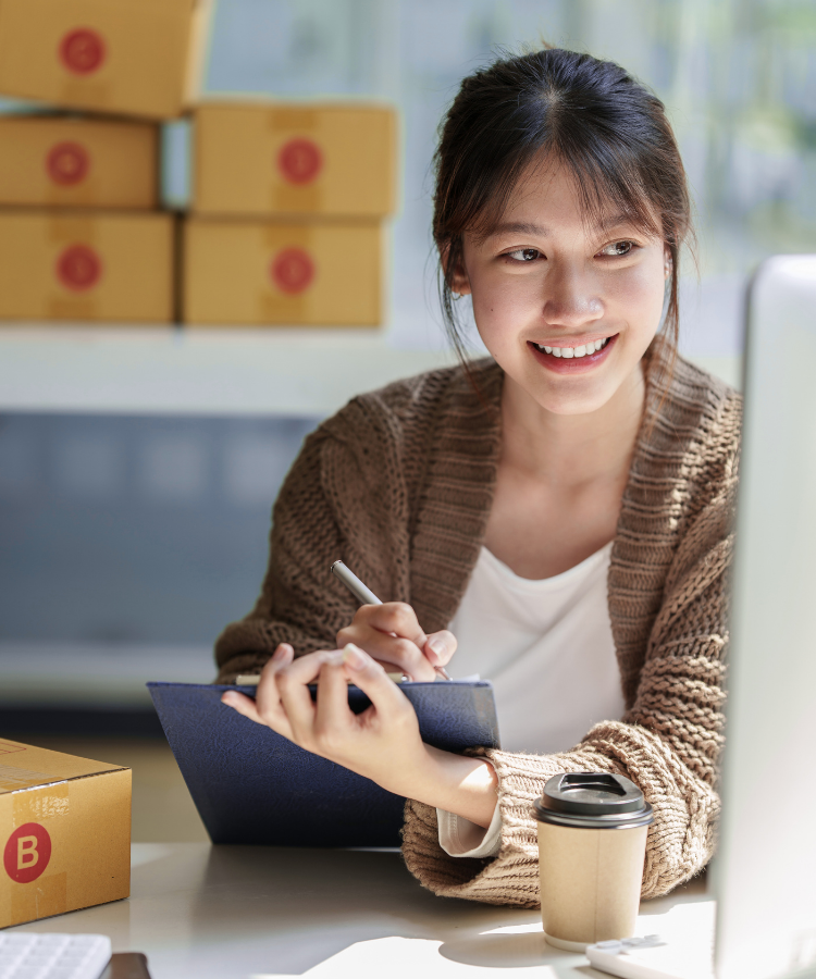 small business owner doing taxes